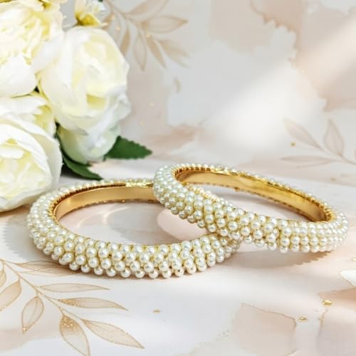 Efulgenz Indian Bollywood Faux Pearl Beaded Bracelet Bangle Bridal Sets - size: 2-6