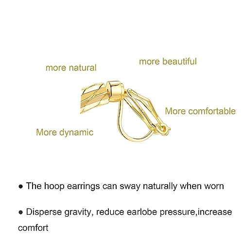 YOQUCOL 5CM(2.0IN) Golden Swingable Clip On Hoop Earrings for Women Non Pierced Ears Hoop Earrings - color: D