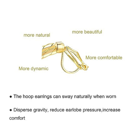 YOQUCOL 5CM(2.0IN) Golden Swingable Clip On Hoop Earrings for Women Non Pierced Ears Hoop Earrings - color: D