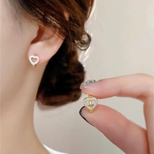 SLUYNZ Sterling Silver Love Heart Huggie Earrings for Women Teens CZ Love Heart Hoop Earrings for Valentines Day - color: B-Yellow