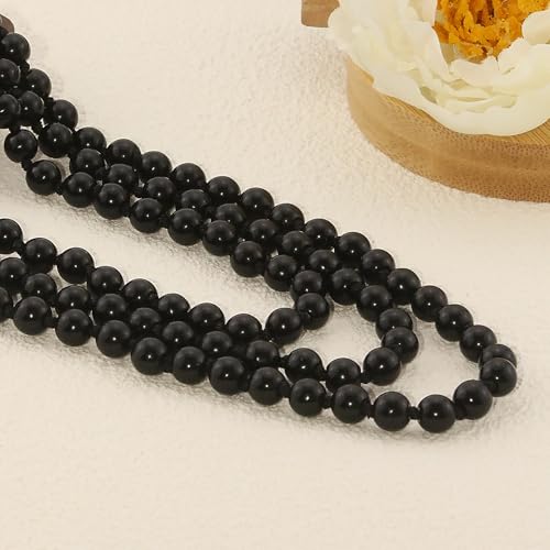 Pearl Necklaces for Women 60'' 70" Long Pearl Necklace 15.75'' Pearl Choker Necklace Chunky Bead Layered Faux Pearl Dangle Wedding Bridal 1920s Gatsby Christmas Costume Jewelry Gifts - color: Black-60''