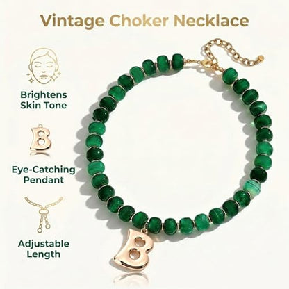 Initial Beaded Necklaces for Women,14K Gold Plated Bubble Letter Pendant Jewelry Gifts - color: acrylic neccklace-b