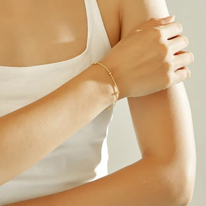 Wgoud Waterproof Gold Bracelets for Women Trendy, Dainty 14K Real Gold Plated Fashion Stackable Bracelet Sets for Women Thin Cuban Link Paperclip Chain Bracelets Layered Gold Jewelry Sets Gifts for Womens - color: 6Pcs Gold Bracelet A
