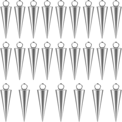 Cone Charm, Punk Style Spike Pendants with Small Hole, Glossy Gothic Dangle Cone Pendants Charm - color: Silver,Stainless Steel,25pcs,0.71"