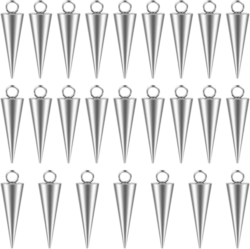 Cone Charm, Punk Style Spike Pendants with Small Hole, Glossy Gothic Dangle Cone Pendants Charm - color: Silver,Stainless Steel,25pcs,0.71"