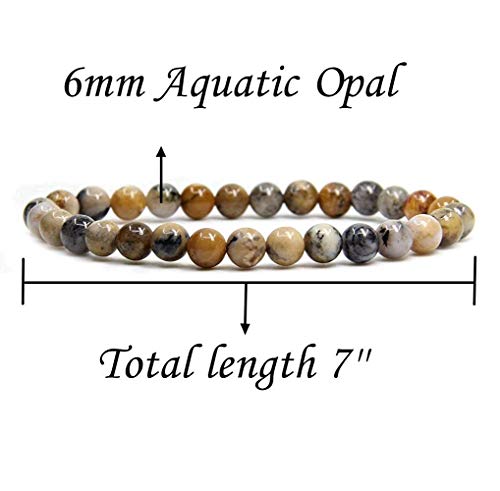 Angelstones Gemstones 6mm Round Beads Healing Crystal Bracelet for women | Natural Gemstone, Handmade Gifts for Women, Healing Crystal Round Beaded Stretch Bracelets, Unisex Jewelry for Women and Men - color: Aquatic Opal