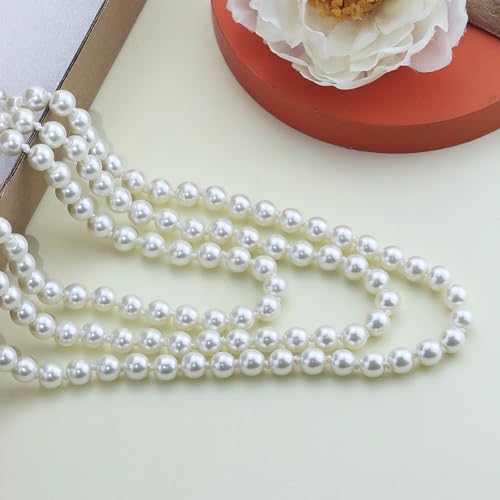 Pearl Necklaces for Women 60'' 70" Long Pearl Necklace 15.75'' Pearl Choker Necklace Chunky Bead Layered Faux Pearl Dangle Wedding Bridal 1920s Gatsby Christmas Costume Jewelry Gifts - color: Cream White-70“