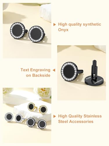 Custom4U Custom Photo Cufflinks for Men Father of the Bride Gifts - color: C-Black Onyx-Black