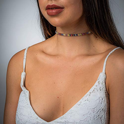 Made by Nami Boho Choker for Women and all Genders Waterproof & Adjustable Surfer Necklace Choker for Pride Parade & Hippie Festival - color: Yellow