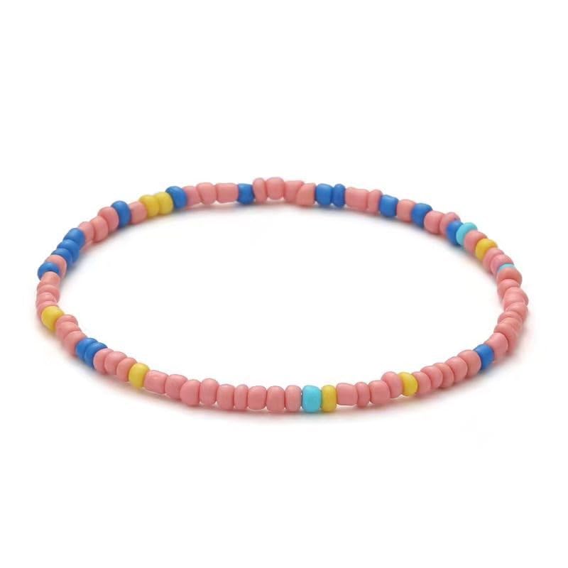 2Pc Anklet Boho Bead Elastic Beach Fashion Accessory Tool,Color-B