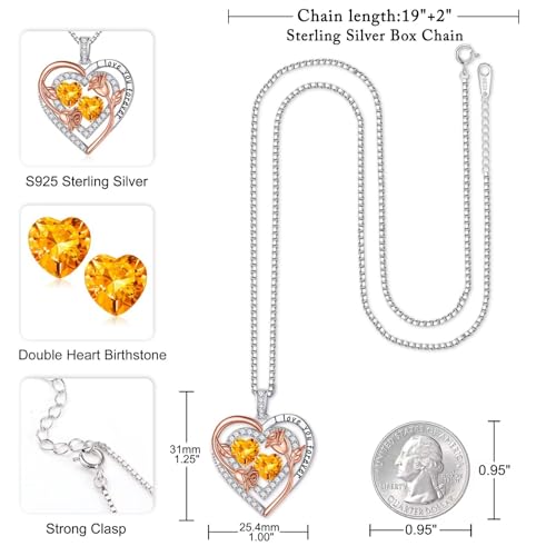 Iefil Birthstone Necklace for Women - Sterling Silver Birthstone Necklace, Anniversary Birthday Gifts for Wife Girlfriend Mom - color: 11-11-Nov-Nov Birthstone