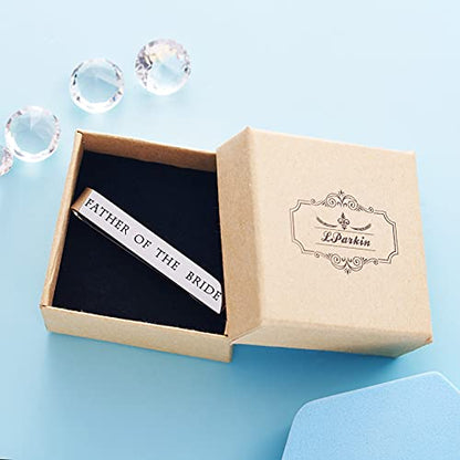 Father of the Bride and Groom Gifts - Wedding Tie Clips for Groomsmen From the Bride - Stainless Steel Tie Bars - color: Father of The Bride-Thank Raising Woman