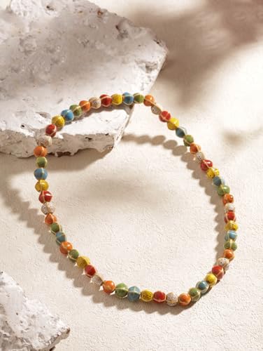 Boho Colorful Ceramic Bead Wrap Strand Bracelet for Women, Bohemian Hippie Summer Jewelry Gift - color: S02