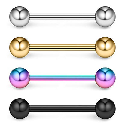 316L Stainless Steel Nipple Shield Barbell Ring Bar Body Piercing 14G - style: Mix Color(4pcs)-14mm