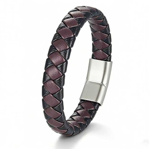 Italian Men's Leather Bracelet Jewelry Gift | Men's Accessory, Leather Band, Stainless Steel, Wrist Bracelet