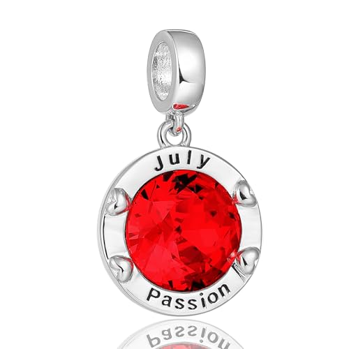 Birthstone Charms for Women Bracelets Birthday Bead Charms fit Pandora Bracelets Mothers Day Gifts for Women - color: 07-July(Ruby)