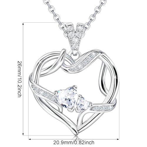Sterling Silver Pendant Necklace Charms Hypoallergenic Fashion Jewelry Dainty Valentines Day Birthday Gift for Women - style: CZ Love Heart