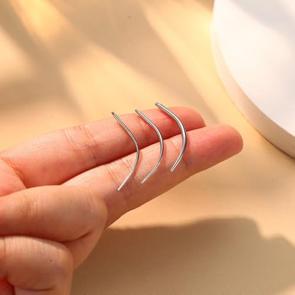 Piercing Ball Grabber Tool, 14-20G Taper for Changing Jewelry | Surgical Steel Flat Back Earrings Threader Tool Insertion Pin, Body Piercing Kit for Ear Rook Conch Nose Lip Jewelry Removal - style: Curved External Thread(14G 16G 18G)