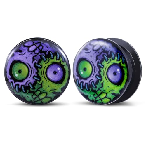 2PCS Acrylic Solid Screw On Ear gauges Art Oil Painting The Scream Epoxy Allergy Free Ear Plugs and Tunnels Stretcher For Women Men Body Piercing Jewelry - size: 16 mm