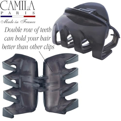 Camila Paris CP3629 French Octopus Hair Clip, 2.5" Small Claw Clips for Thick Hair, Girl Octopus Claw Clip for Women, Strong No-Slip Grip, Wide Jaw Clips for Women, Made in France - color: Grey 2.5"