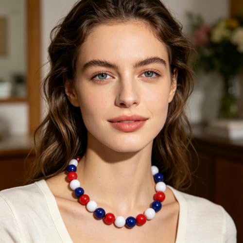 Chunky Beaded Necklace for Women 16mm Round Bead Resin Modern Statement Necklace Jewelry Accessories - color: colorful 07