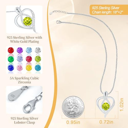 925 Sterling Silver Infinity Heart Necklace for Women, Rhodium Plated Cubic Zirconia Pendant Gift for Girlfriend Wife Mom - Anniversary Valentine's Day Birthday Present with Elegant Gift Box - color: Silver-08-Aug