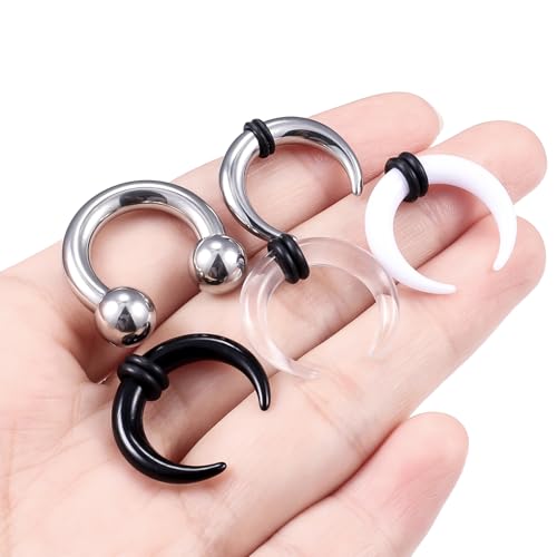 Lcolyoli Large Septum Rings 16G 14G 12G 10G 8G 6G PA Ring Internally Threaded Spike Horseshoe Barbell Stainless Steel & Acrylic Plastic Pincher Tapers C Shape Buffalo Stretcher Expander for Women Men - color: 6G