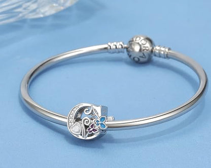 S925 Silver Butterfly Initial Letter Charms Fit for Pandora Charms Bracelets and Necklace Alphabet Bead Charms Jewelry Gifts for Women - color: C