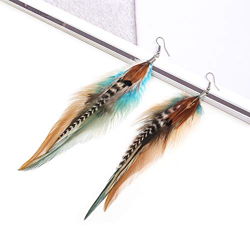 lureme Bohemian Multicolor Pheasant Feathers Dangle Earrings Handmade Natural Feather Earrings (er006314) - style: Style D