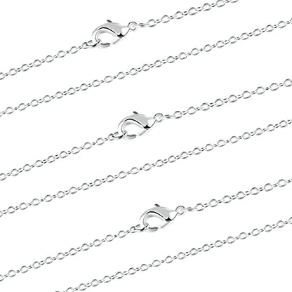 ALEXCRAFT Wholesale 12 PCS Silver Plated Solid Brass Fine Flat Cable Chains | Bulk for Jewelry Making 18-30 inches (24 Inch(2MM)) - color: Silver, size: 24 inch-0.079 inch