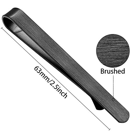 2.2/2.5 Inch Tie Clips for Men in Gift Box, Tie Bar Clip Set for Mens Regular Tie or Traditional Tie, Birthday Anniversary Christmas Gift - size: 2.5 Inch, style: 1PCS-Black Brushed