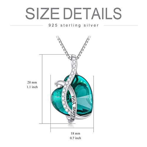 AOBOCO I Love You Sterling Silver 12 Birthstone Heart Pendant Necklace Embellished with Crystals from Austria, Mother's Day Anniversary Birthday Jewelry Christmas Gifts for Women Grandma Nana - color: F-May