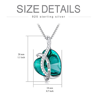 AOBOCO I Love You Sterling Silver 12 Birthstone Heart Pendant Necklace Embellished with Crystals from Austria, Mother's Day Anniversary Birthday Jewelry Christmas Gifts for Women Grandma Nana - color: F-May