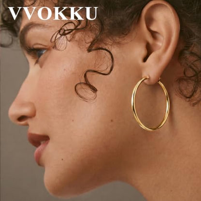 2MM S925 Sterling Silver Hoop Earrings Thin Gold Large Hoop Earring Lightweight Hypoallergenic Big Silver Thin Hoops Earring Gold Hoops Earrings for Women 30/40/50/60 MM - color: 40mm-Gold