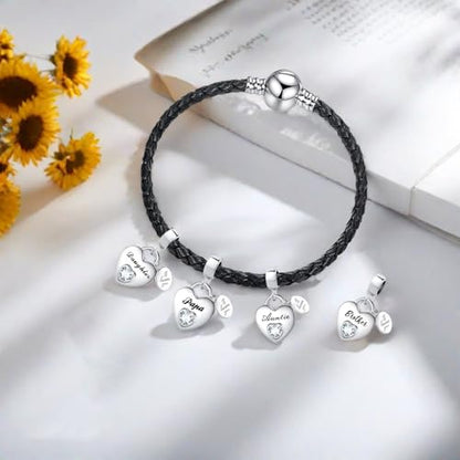 TCHYUN Family Series Dangle Charm Heart Birthstone Bead for Pandora Bracelet Women Gift - style: Granddaughter