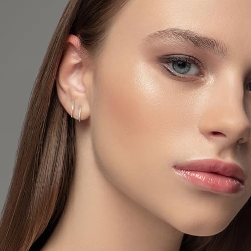 Sterling Silver Double Twist Hoop Earrings Tiny Spiral Second Hole Earrings Cartilage Double Hoop Piercing Earrings for Women Trendy -Silver & Gold - color: Silver