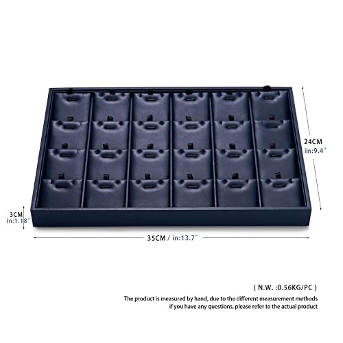 Oirlv 24-Grid Stackable Necklace Tray with Removable Inserts,Blue | 24 Necklace Sections,Removable Insert Cards,Anti-Tangle Design,Space-Saving Event Display,13.8×9.5Inch - color: Blue, size: 24 Grid Tray with Inserts