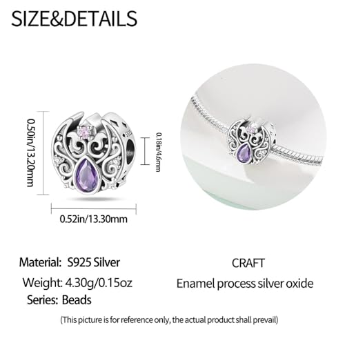 CYCUFF 925 Sterling Silver Charms Suitable for Charm Necklaces, Bracelet Pendants Beads Jewellery Gift for Women - color: Romantic Classical Moonlight Beads