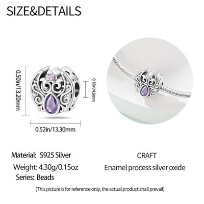 CYCUFF 925 Sterling Silver Charms Suitable for Charm Necklaces, Bracelet Pendants Beads Jewellery Gift for Women - color: Romantic Classical Moonlight Beads