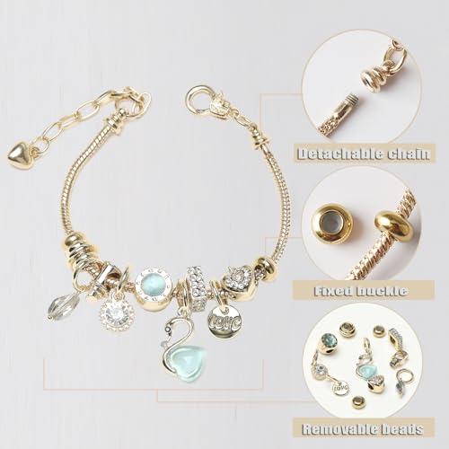 DS Charm Bracelets for teen girls exquisite cute cartoon friendship bracelet Gold Stainless Steel Bangle birthday Gift box Adjustable little girls kids jewelry holiday gifts - style: GOLD-7