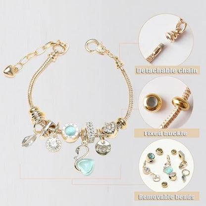 DS Charm Bracelets for teen girls exquisite cute cartoon friendship bracelet Gold Stainless Steel Bangle birthday Gift box Adjustable little girls kids jewelry holiday gifts - style: GOLD-7