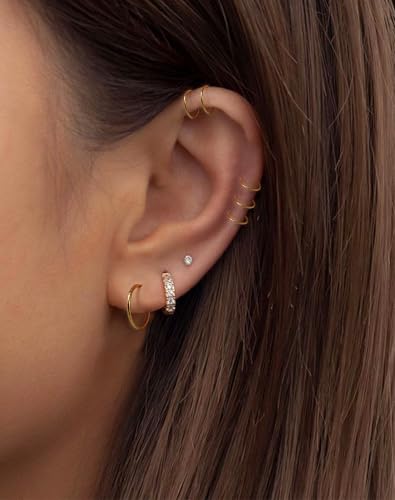 316L Stainless Steel Hoop Earrings, Hinged Segment Earrings Hoop, Cartilage Helix Conch Daith Septum Earrings Hoops - color: Gold, size: 1.0*5mm