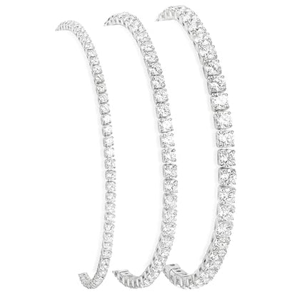 925 Sterling Silver Bracelets for Women Stack, Trendy Tennis Bangle Cuff Jewelry Set 14K Gold Plated, Adjustable Bracelet Set for Wrist Essentials, Women Fashion Watch Band Acecessories - style: Bracelet_3pcs(Silver Tennis Set)