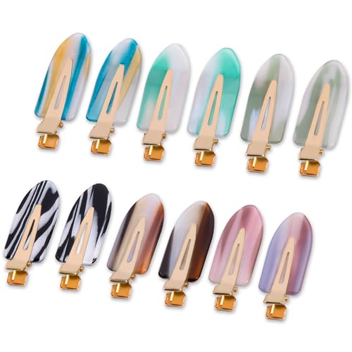 No Crease Creaseless No Bend Hair Clips For Styling Non Slip Flat Clips For Makeup Hair Accessories For Women,Mix Color,12 PCS - color: 12P-Mix color