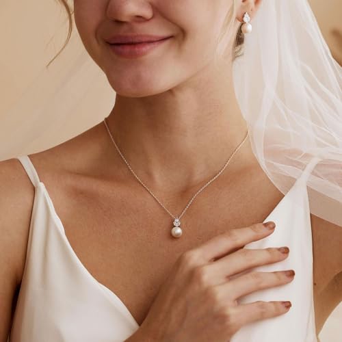 Jewelry Sets for Women,Dainty 14k Gold Plated Pearl Earrings Necklace Bracelet Fashion Silver Bridal Jewelry accessories SimpleWedding Jewelry Sets for Brides - color: gold1