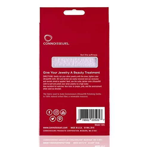 CONNOISSEURS - Extra Large Polishing Cloth - 14x14 Inches | Premium Edition - for Silver Jewelry - Ultrasoft Fabric with Anti-Tarnish Formula - style: 14 x 14 Inches - Silver
