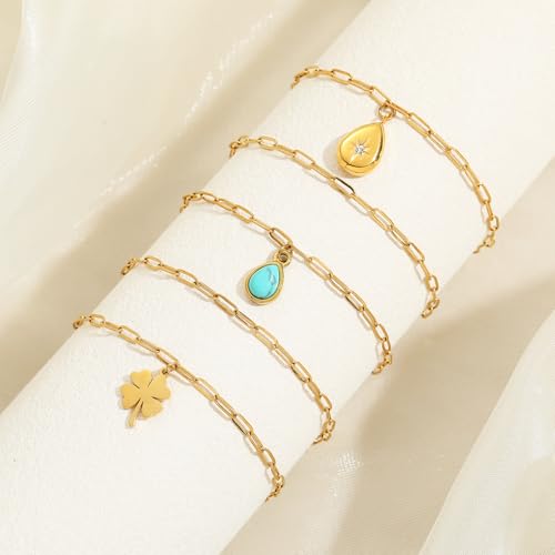 Swyabi 10 PCS Gold Plated Paperclip Bracelet Chains Bulk for Jewelry Making | 18K Stainless Steel, with Extender, No Fade, No Rust, Adjustable, for Men Women DIY, 6.5 Inch - color: 2.5x6.5mm Gold