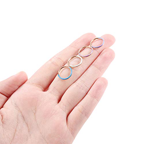 GAGABODY Septum Ring 16 Gauge Earrings Daith Jewelry Surgical Steel Hinged Nose Rings Nose Hoop Cartlidge Earring Hoop Helix Rook Piercing Jewelry - color: Style2:1pc Rose gold+Pink Opal Single Hoop