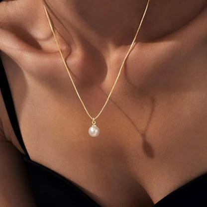 Charm Necklaces for Women,14k Gold Plated Waterproof Dainty Choker Necklace Summer Seashell Pearl Beach Cute Necklaces Set Fashion Jewelry Gift - style: Pearl 1