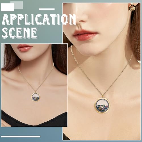 6Pcs Stainless Steel Locket Pendants Gold Floating Memory Locket | Flat Round Birthstone, Polished Keepsake, Living Picture Pendant Necklace, Women Friendship Necklaces Nostalgic Decor - style: gold
